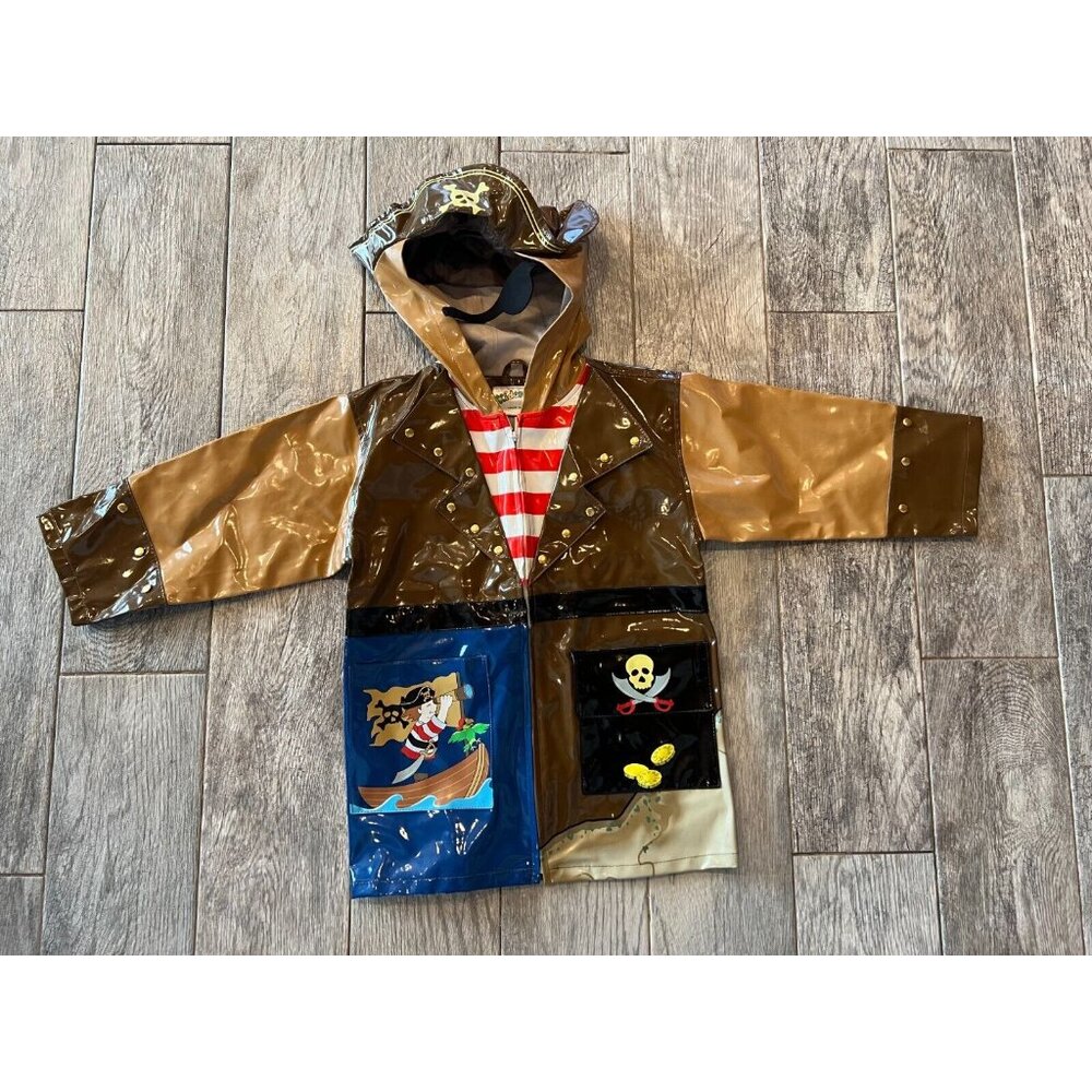 Kidorable Rain Jacket Pirate Halloween Costume size 4 5 Boys Girls Coat Hooded‎